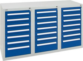 Stumpf Schubladenschrank Serie T-100/35-3 aus Metall mit 21 Schubladen in Enzianblau, abschließbar, B/T/H: 100 x 35 x 200 cm - Bild 1