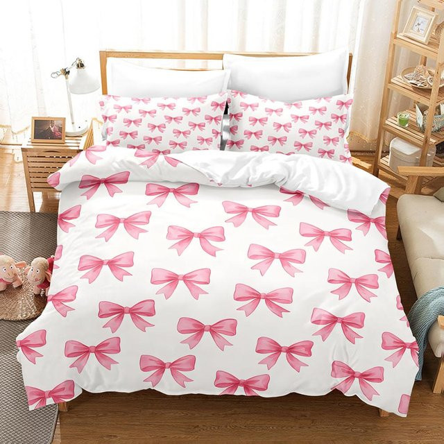 Binchi Fitness Bettwäscheset mit Schleifen-Design, weiß, Microfaser, B/H: 240 x 220 cm - Bild 1