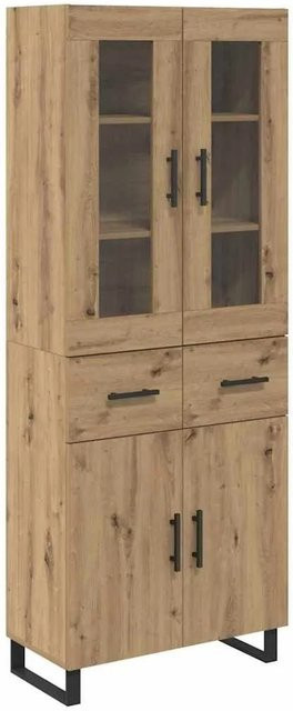 vidaXL Highboard 2-teilig in Artisan-Eiche mit Glastüren aus Glas und Engineered Wood, B/T/H: 180 x 40 x 69,5 cm - Bild 1