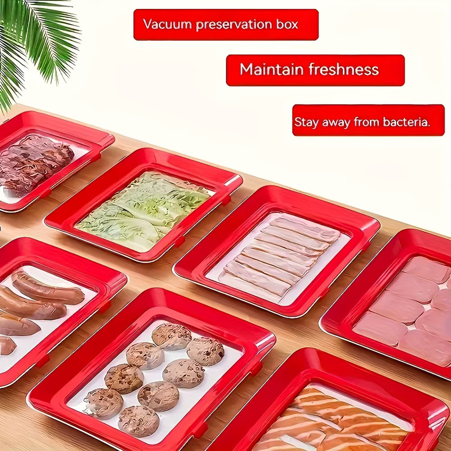 Untior Lebensmittel-Erhaltungstablett Set aus Kunststoff in Grün für Meeresfrüchte, Rindfleisch und Schinken zur Organisation deines Kühlschranks - Bild 2