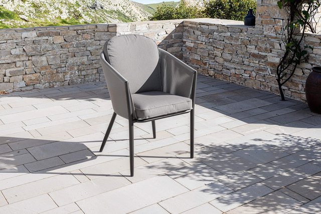 OUTFLEXX Tavio Dining Sessel aus Aluminium und Rope in Dunkelgrau/Anthrazit mit Sitzkissen, B/T/H: 58,5 x 61 x 80 cm - Bild 1