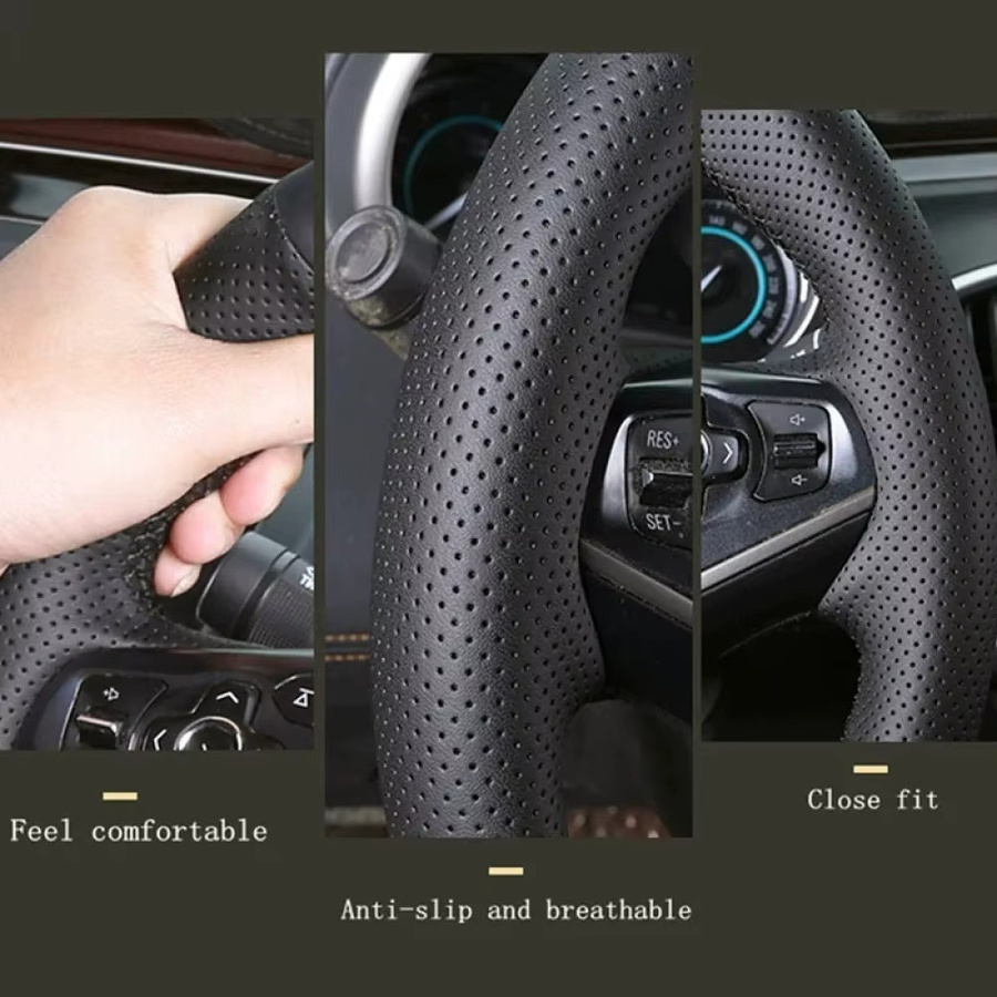 Lenkradabdeckung aus Geflecht für Hyundai ix35 und Tucson 2 (2014-2018), Farbe: Schwarz - Bild 4