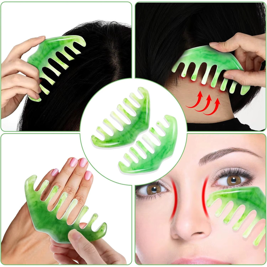 Gua Sha Massagekamm für Gesicht, Kopfhaut und Körper, Naturharz, Unisex - Bild 3