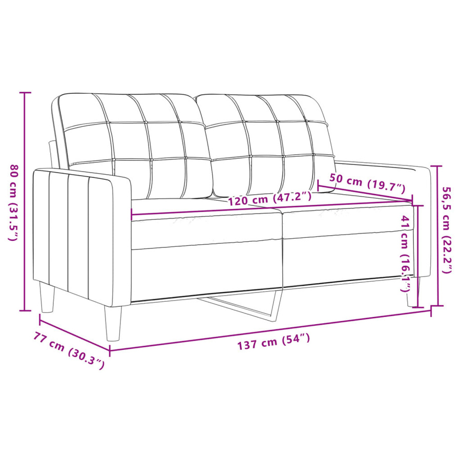 vidaXL 2-Sitzer-Sofa in Schwarz mit Samtbezug und Metallrahmen, Breite: 120 cm - Bild 4