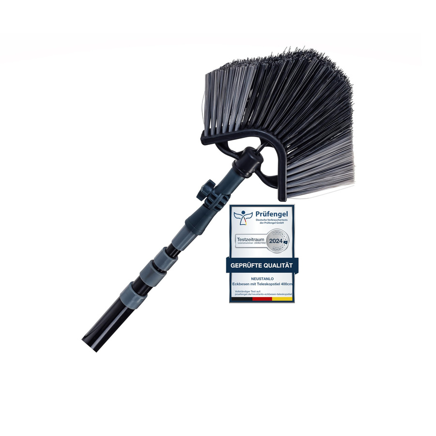 Neustanlo Eckbesen mit Teleskopstiel 4 m in Schwarz mit Schraubgewinde für Haus und Garten - Bild 1