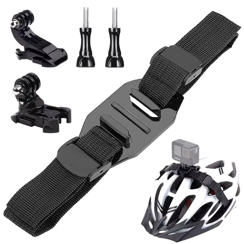 DIXSG Action Kamera Kopfhalterung mit verstellbarem Fahrrad-Helm-Gurt in Schwarz für GoPro Hero, Insta360, SJCAM, AKASO und DJI - Bild 2