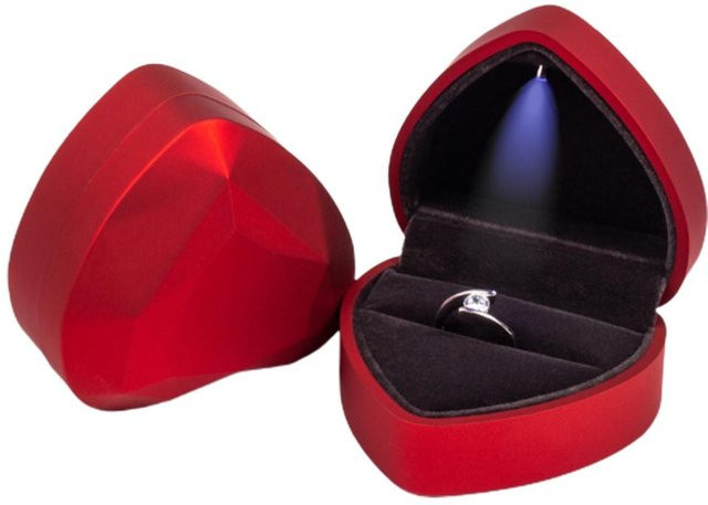 TOMTOP JMS Ringbox Herzförmig, LED-Lichtanzeige, rot, Unisex - Bild 1