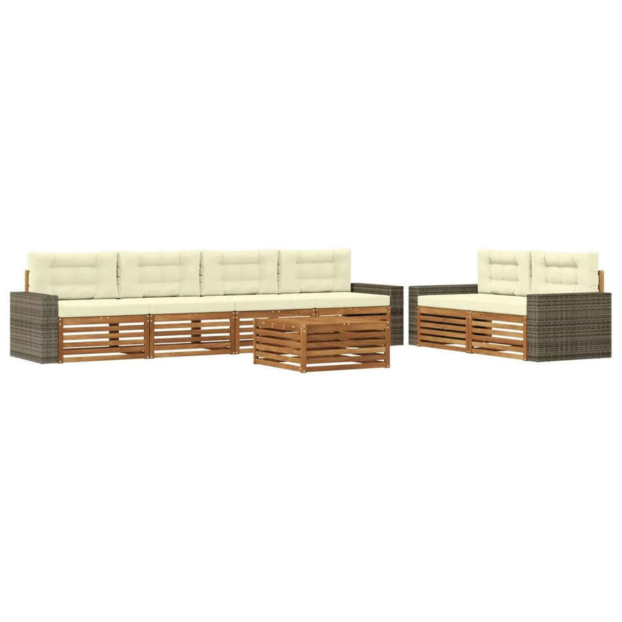 vidaXL Outdoor-Sofagarnitur aus Akazienholz mit Kissen in Beige und Natur - Bild 2