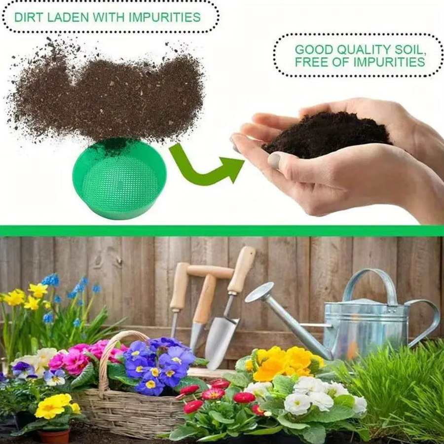KITPIPI Kunststoff-Gartensieb in Grün, feinmaschiges Bodensieb und Sandsieb für Pflanzerde und Steinsiebung - Bild 2