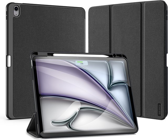 DUX DUCIS Tablet-Hülle mit dreifach faltbarem Ständer für iPad Pro 11, iPad Air 13, Mini 6/7 und iPad 10/11 2025 inklusive Stylus-Stifthalter und Auto-Sleep-Wake Funktion in Schwarz - Bild 1