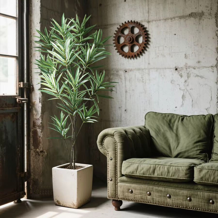 Künstlicher Olivenzweig von Kmitang in Grün, tropische Dracaena-Pflanze aus Kunststoff für deine Heim- und Gartendekoration, Höhe: 70 cm bis 115 cm - Bild 3