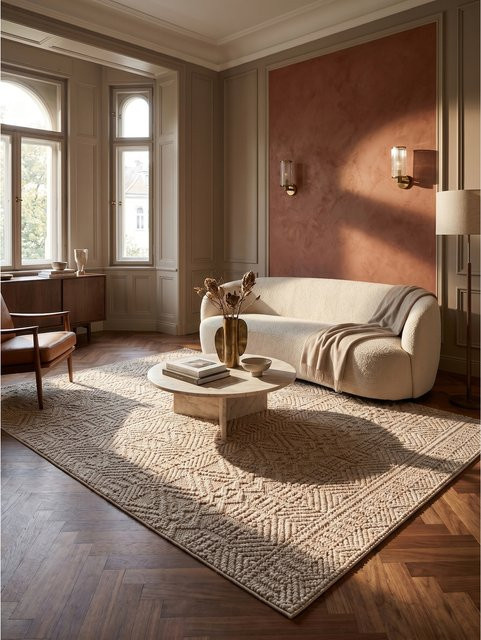 Flachgewebe-Teppich Kadima Design Ethno Beige mit Streifen B/B/H: 200 x 290 cm - Bild 1