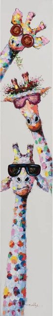 Art Universe Leinwandbild Lustige Giraffen, Mehrfarbig, Breite: 25 cm, Höhe: 150 cm - Bild 1