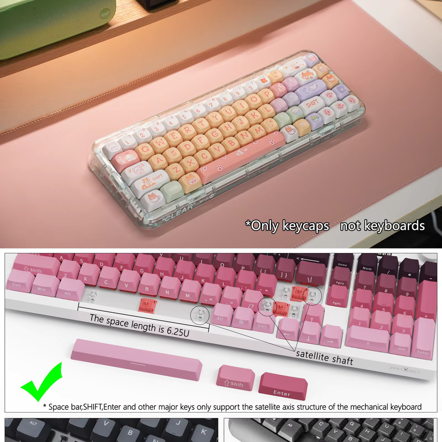 SMAILWOLF PBT Mechanische Tastatur Tastenkappen im süßen Cartoon Welpen Design für Mädchen, Multicolour - Bild 3