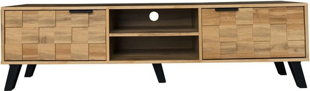 okwish TV Schrank in Natur mit Türen und offenen Fächern, modern, B/T/H: 160,5 x 35,5 x 45 cm - Bild 1
