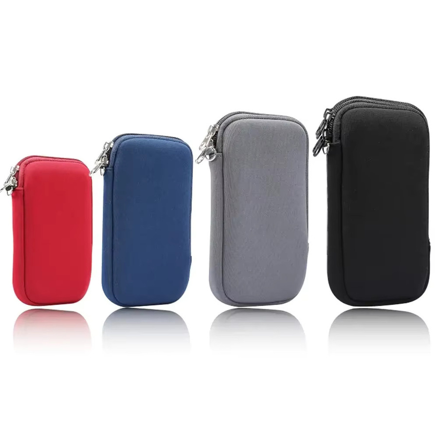 XhaoR Universelle Neopren-Handytasche in Rot für iPhone, Samsung und Xiaomi zur stoßfesten Aufbewahrung von Smartphone und USB-Datenkabel - Bild 4