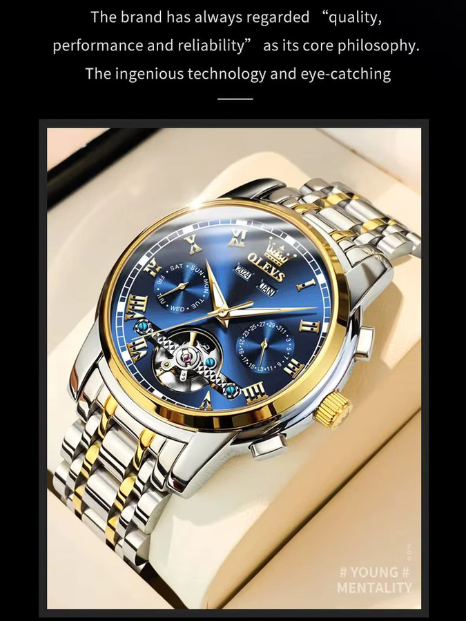 OLEVS Armbanduhr Automatik, Edelstahl, Silber, Herren - Bild 7