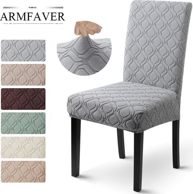 ARMFAVER Jacquard Stuhlhussen für Esszimmer und Wohnzimmer, elastische und weiche Sitzbezüge in Grün und Grau - Bild 1