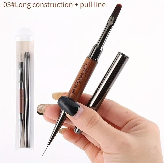 NATAWA Doppelend-Nagelkunstpinsel mit Holzgriff, Unisex - Bild 1