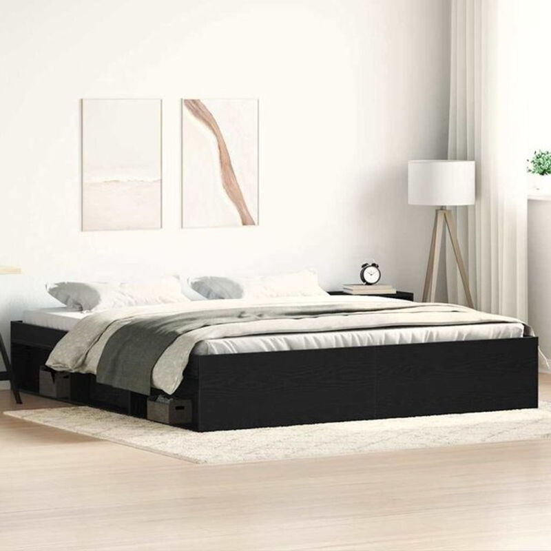 Vidaxl Funktionsbett Bettgestell aus Holzwerkstoff in Schwarz, B/T: 200 x 200 cm - Bild 1