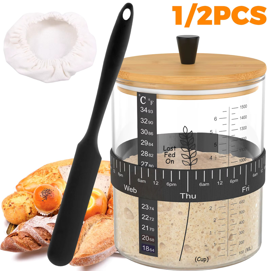 Willstar Weithals-Sourdough-Starterglas-Set aus Glas, transparent, 1,5 l - Bild 6
