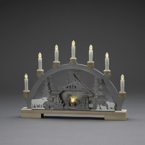 Konstsmide LED Schwibbogen aus Holz mit Nativity-Motiv in Weiss, B x H x T: 5 x 33 x 45 cm - Bild 2