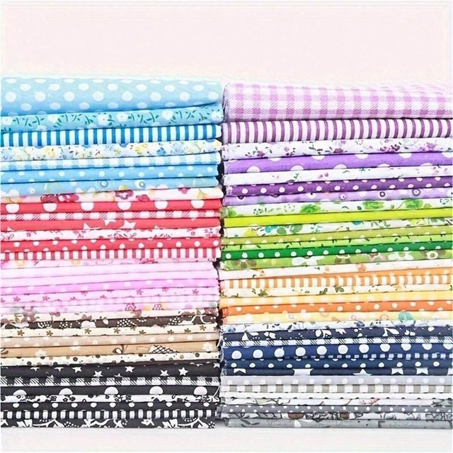 70 Stück Baumwollstoff Quadrate mit floralem Blumenmuster für Patchwork und Quilten, B/B: 10 x 10 cm, Mehrfarbig - Bild 1