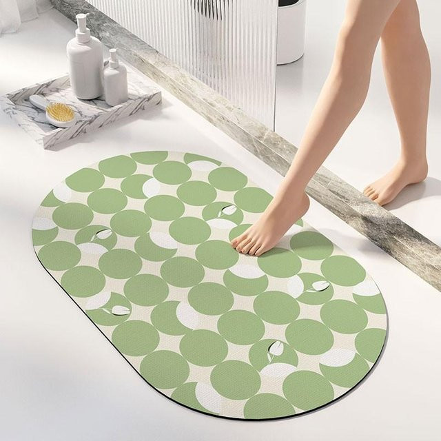Yiran Health & Beauty Badezimmer-Bodenmatte im nordischen Stil, wasserabsorbierend und rutschfest, grün, B/B: 40 x 60 cm - Bild 1