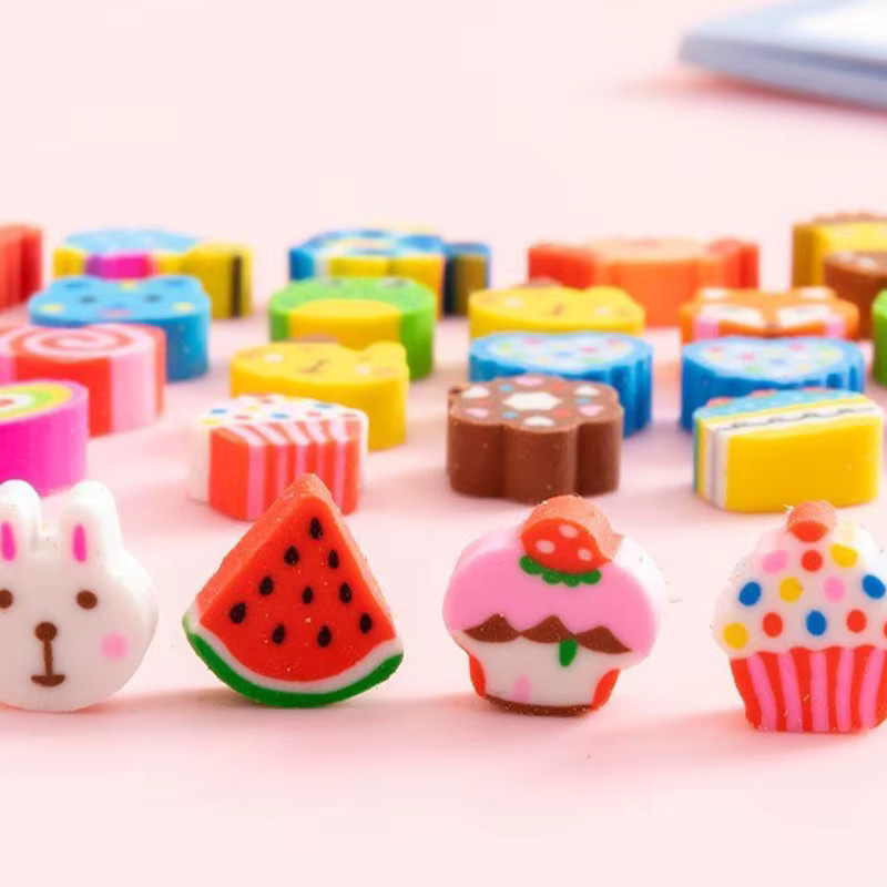 ZYF Mini Radiergummi Set in bunten Farben mit Tier-, Raum- und Obstmotiven für Kinder - Bild 3