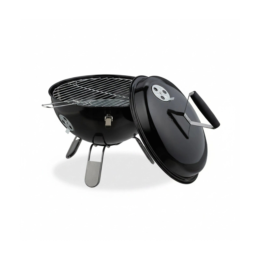 Relaxdays Kugelgrill aus Stahl in Schwarz und Silber mit Grillzange, Höhe: 42 cm, Durchmesser: 37 cm - Bild 2