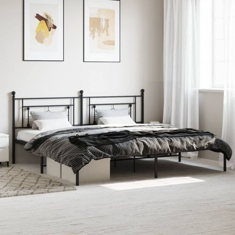 Vidaxl Metallbett im Industrial Design mit Kopfteil, Schwarz, B: 200 cm, T: 200 cm - Bild 1