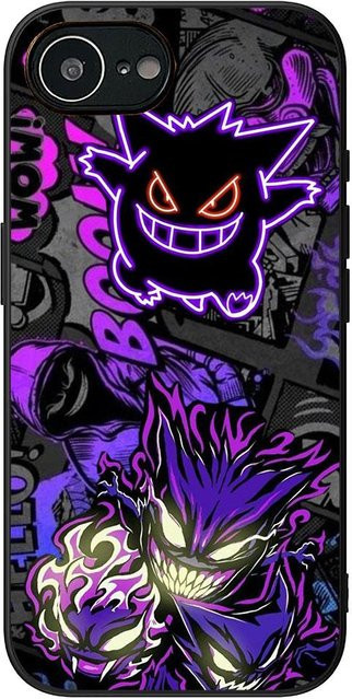 Handyhülle mit Pokémon Gengar und Pikachu Design für Apple iPhone 15 14 11 Pro Max und weitere Modelle in Lila - Bild 1