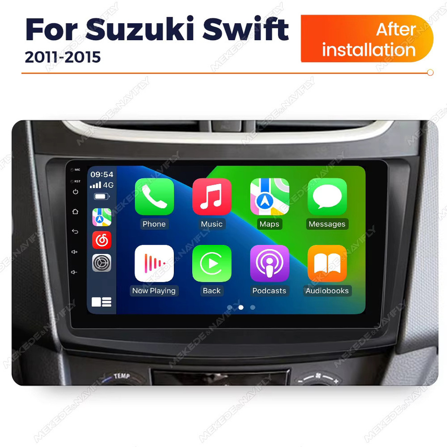 NaviTree Android 14 Auto Radio für Suzuki Swift 2011-2015 mit 9 Zoll Display, CarPlay, Bluetooth, WiFi und Rückfahrkamera, Schwarz - Bild 2