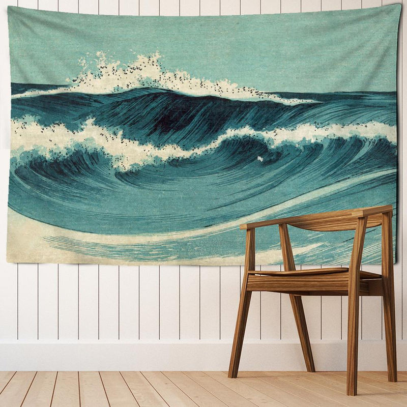 Super Six Wandbehang Engel Blau Abstrakt Bohemian Stil Textil B: 95 cm, H: 70 cm - Bild 1