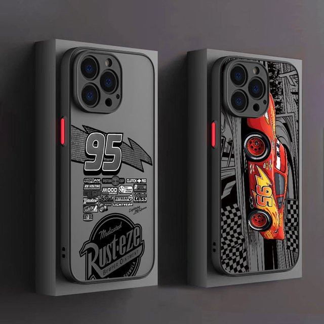 Transparente Handyhülle mit Cartoon Lightning McQueen Design für Apple iPhone 11 bis iPhone 17 Pro Max Modelle Matt - Bild 1
