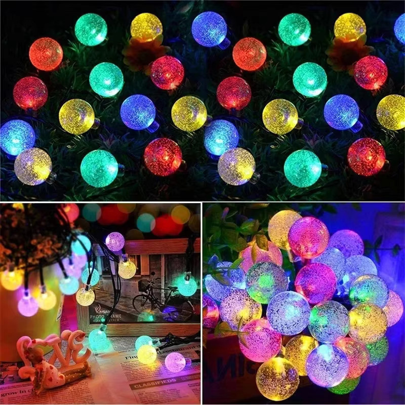 OKAL RED EAST Solar-Lichterkette mit 200 transparenten LED-Kristallkugeln aus Glas für den Außenbereich, Garten und Weihnachten - Bild 2
