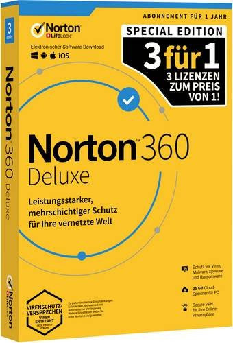 Norton 360 Deluxe Special Edition Antivirus Security Jahreslizenz für 3 Geräte (Windows, Mac, Android) - Bild 1