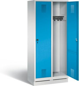 C+P Garderobenschrank Evolo aus Stahl mit Türen, Front Lichtblau, Korpus Lichtgrau, H x B x T: 180 x 81 x 50 cm - Bild 1