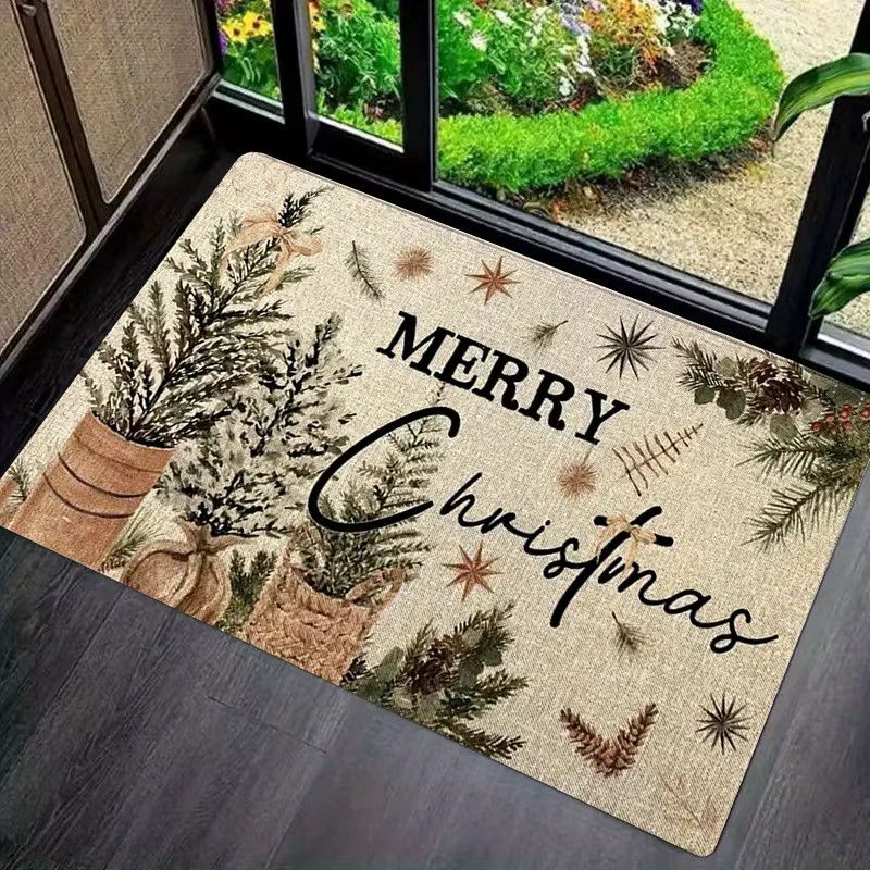 VIKAMA Weihnachtsteppich mit Kiefernnadel-Design, wasserdichte Fußmatte für Wohnzimmer und Schlafzimmer - Bild 3