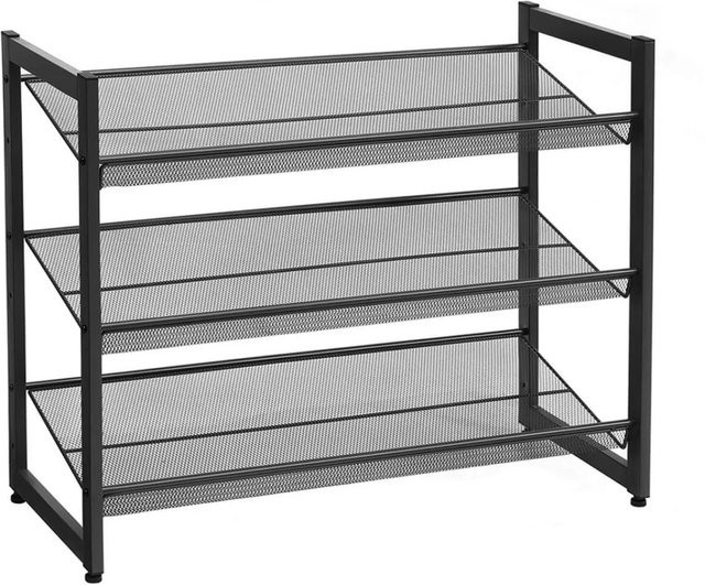Songmics Schuhregal aus Metall mit 3 Ebenen in Schwarz, B/H/T: 74 x 62,8 x 30,7 cm - Bild 1
