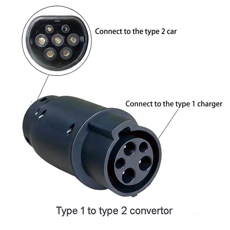 ANDAIIC EV-Ladegerät-Adapter Typ 2 auf Typ 1 Konverter für Elektrofahrzeuge in Schwarz - Bild 2
