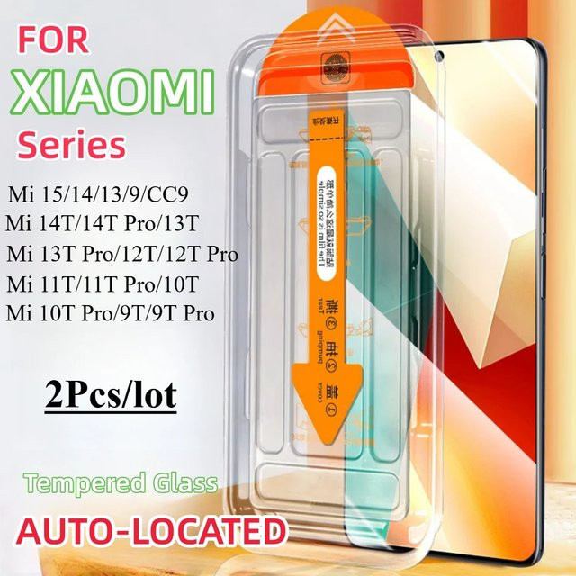 2er-Set Panzerglas Displayschutzfolie für Xiaomi 15 14 13 13T 14T 12T 11T 10T 9T Pro 9 Lite in Transparent mit Auto-Staubentfernungs-Kit - Bild 1