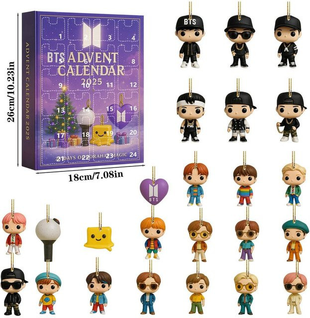 GlimmerGrove BTS Weihnachts-Adventskalender mit Acryl-Schlüsselanhängern in Grau und Multicolour - Bild 1