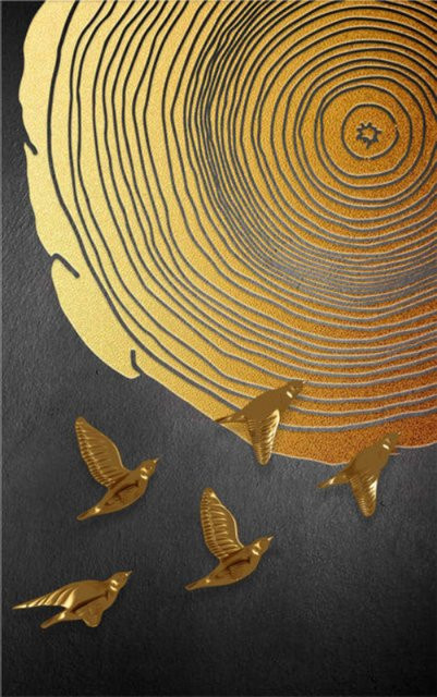 TPFLiving Leinwandbild Abstraktes Motiv in Gold, Gelb, Braun, Grau und Lila, Kunstdruck ohne Rahmen, Breite: 60 cm, Höhe: 80 cm - Bild 1