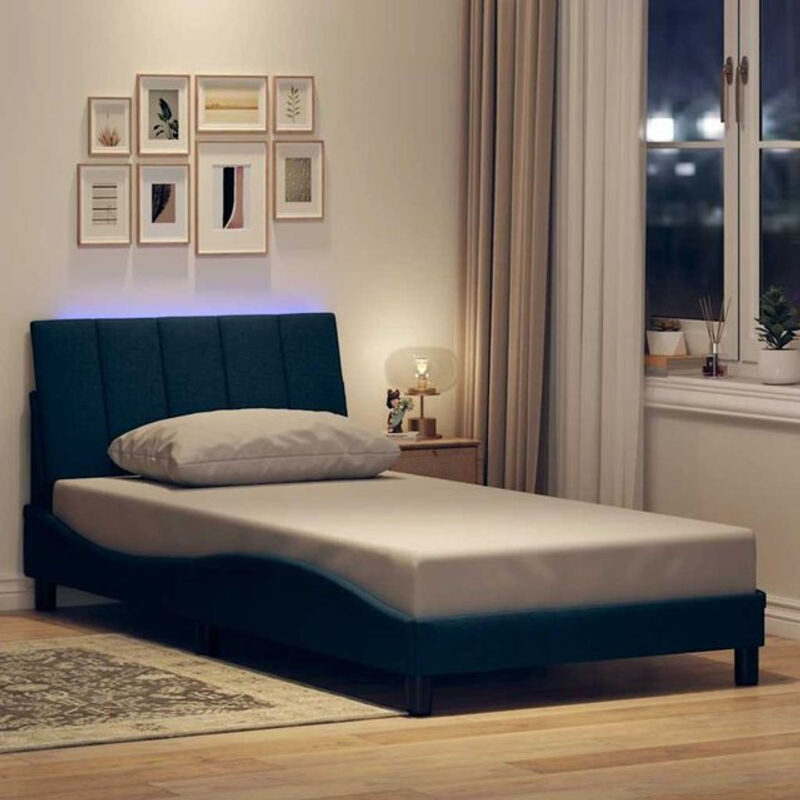 Polsterbett hanko von Vidaxl in Blau aus Stoff und Metall, B/T/H: 100 x 200 cm - Bild 1
