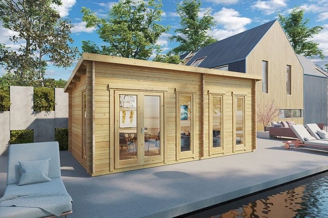 Gartenhaus Liam Modernes Gartenblockhaus mit Flachdach B/T: 6 x 3 m - Bild 1