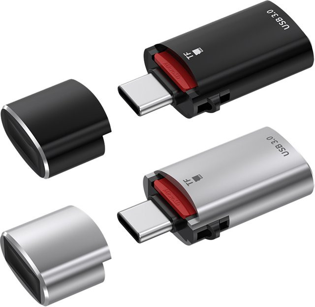 APWIKOGER 2-in-1 USB-C zu USB 3.0 OTG Konverter und Kartenleser für iPhone 15, Schwarz - Bild 1