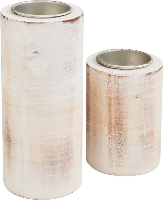 VBS Deko Holz Teelichthalter im 2er Set, Weiß, Shabby Chic für festliche Anlässe - Bild 1