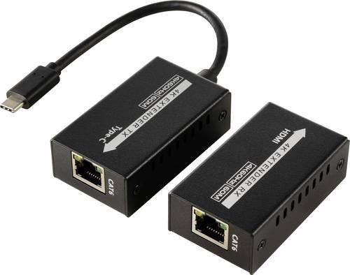 SpeaKa Professional SP-TPCE-500 HDMI Extender über RJ45 Netzwerkkabel mit USB-C DP Alt Mode in Schwarz für 4K UHD bis 60m - Bild 1