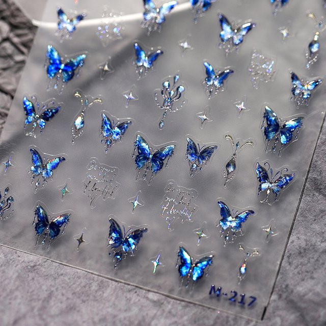 NAILFYOU Nagelaufkleber, Blau, Glänzend, Schmetterling - Bild 1